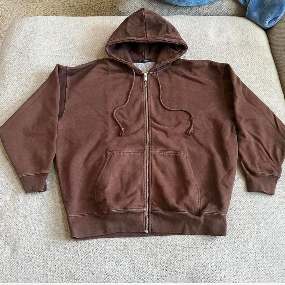 Brandy Melville Brown Christy Oversized Full Zip Hoodie One Size